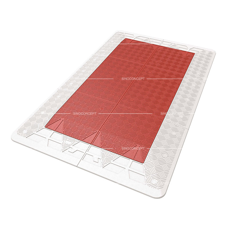 Un coussin berlinois rouge et blanc en 6 parties de style Belgique, fabriqué en caoutchouc vulcanisé pour calmer la circulation.