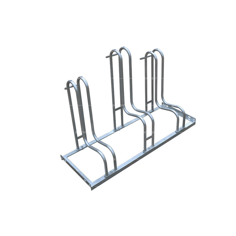 Rack à vélo 3 vélos 2 niveaux pour espace vert.