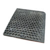 Vue de dessous d'un coussin berlinois en composite plastique-caoutchouc noir vulcanisé de style Europe, utilisé pour calmer la circulation.