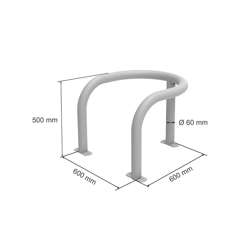 Dessin en 3D de l'étrier de protection sur platine montrant les dimensions.