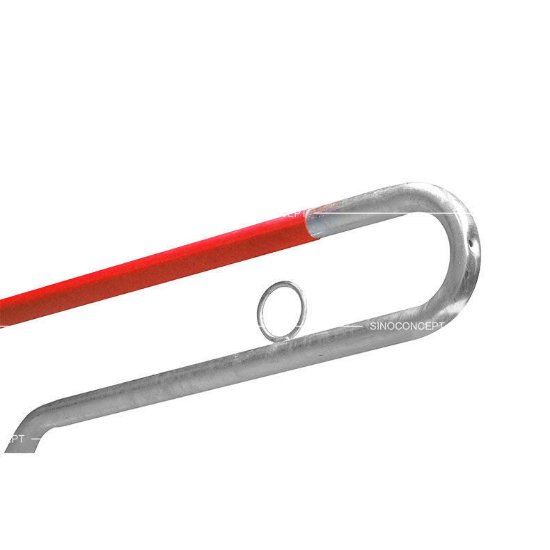 Râtelier vélo 450 verrouillable avec un cercle pour verrouiller les vélos en stationnement extérieur.