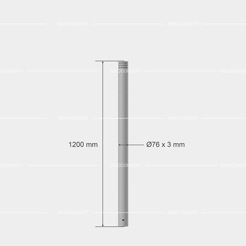Dimensions potelet 3 gorges : diamètre 76 mm, hauteur 1200 mm.