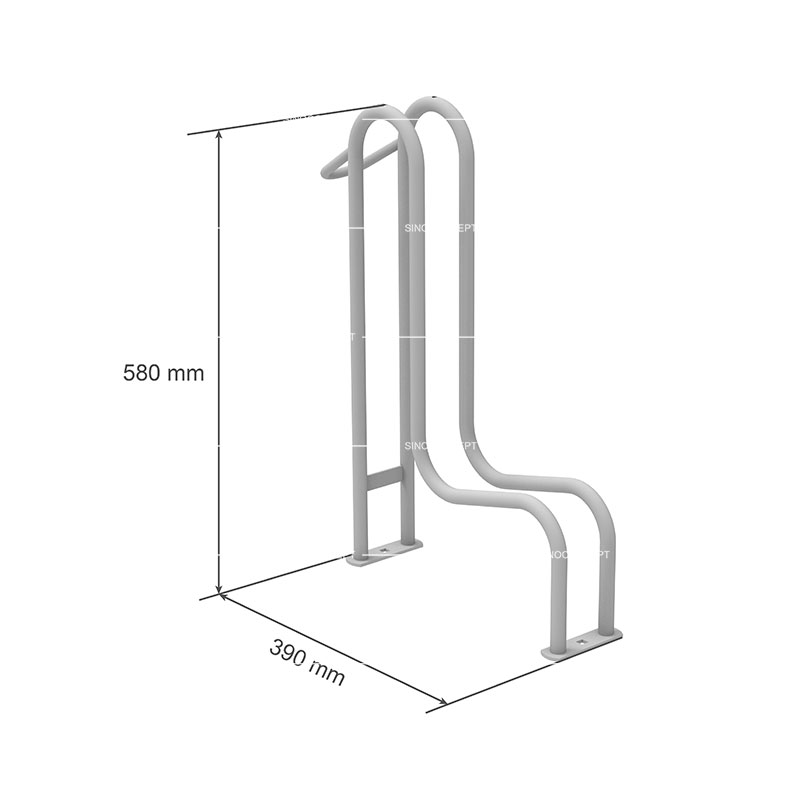Dessin du range vélo 4000 de type bas montrant les dimensions, y compris la hauteur et la largeur.