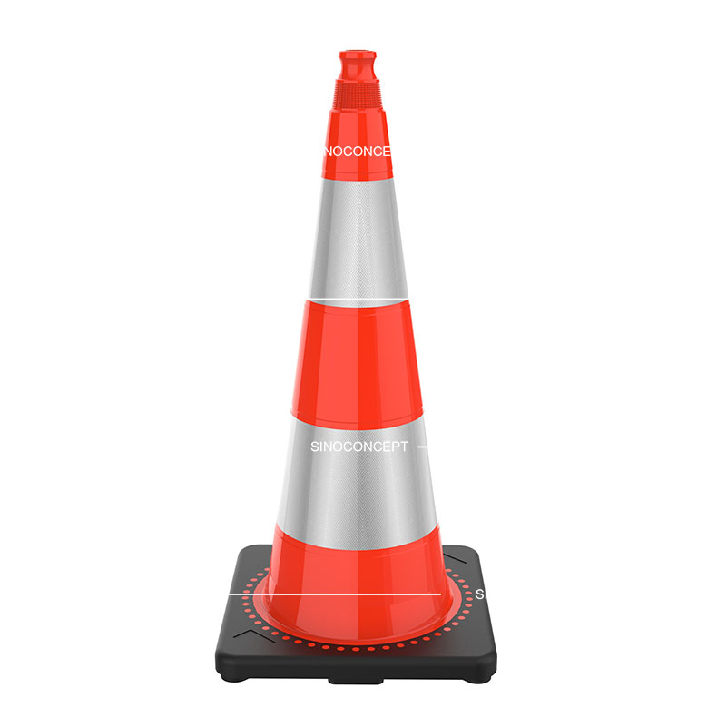 Cône de chantier de 75 cm avec base lestée pour signalisation de travaux