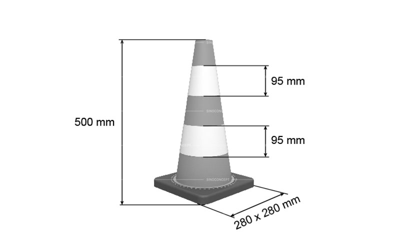 Cône de signalisation lesté en PVC de 50 cm pour balisage de travaux