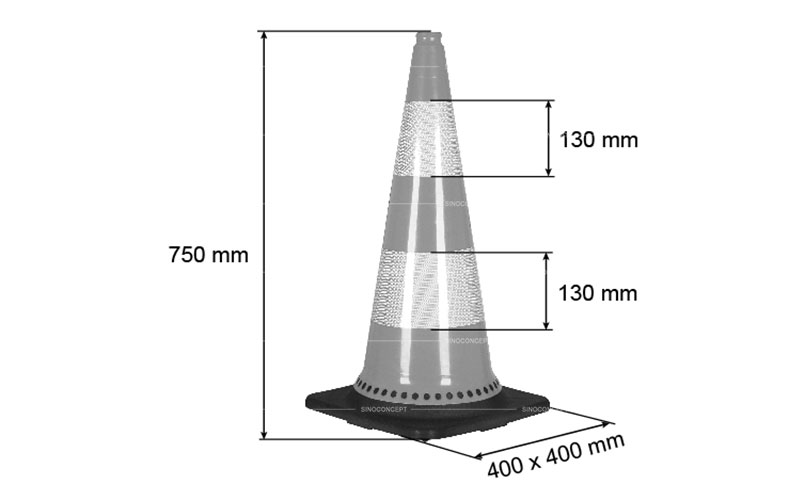 Cône de sécurité réfléchissant de 75 cm lesté pour balisage