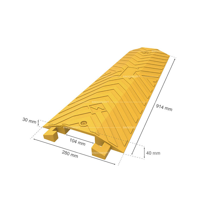 Protection de câbles au sol grand modèle en polyéthylène jaune de qualité