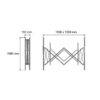 Dimensions barrière extensible de regard de chantier en acier.